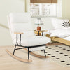 Nursery Rocking Chair Teddy Velvet Upholstered Rocking Chair-White