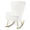 Nursery Rocking Chair with Curved Backrest and Armrests-White - White