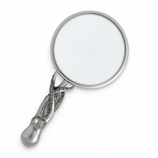 Pewter Octopus Handle Magnifier 4 inches