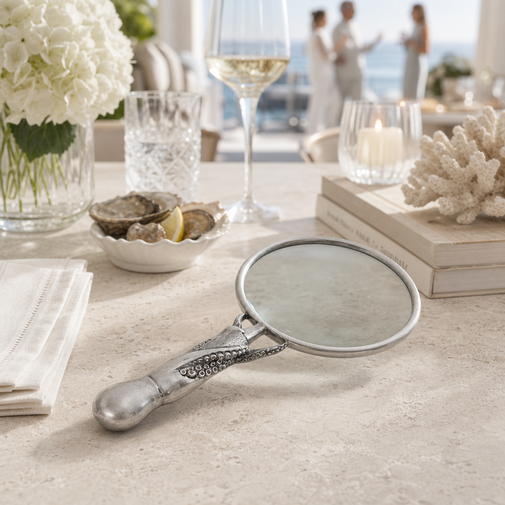 Pewter Octopus Handle Magnifier 4 inches