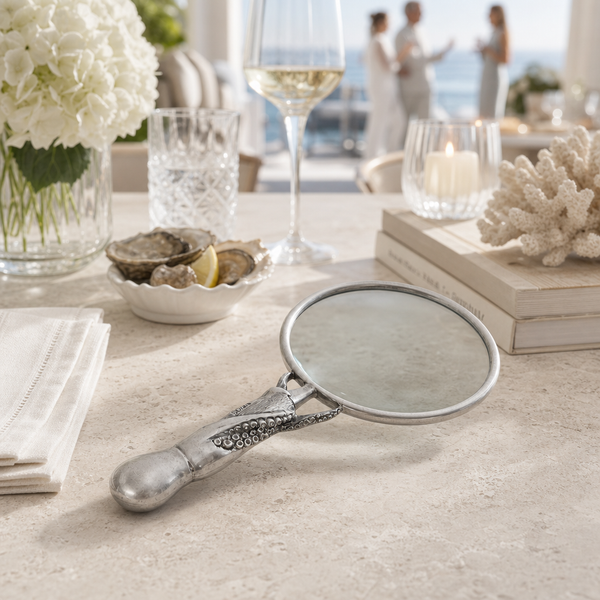 Pewter Octopus Handle Magnifier 4 inches