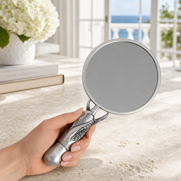 Pewter Octopus Handle Magnifier 4 inches