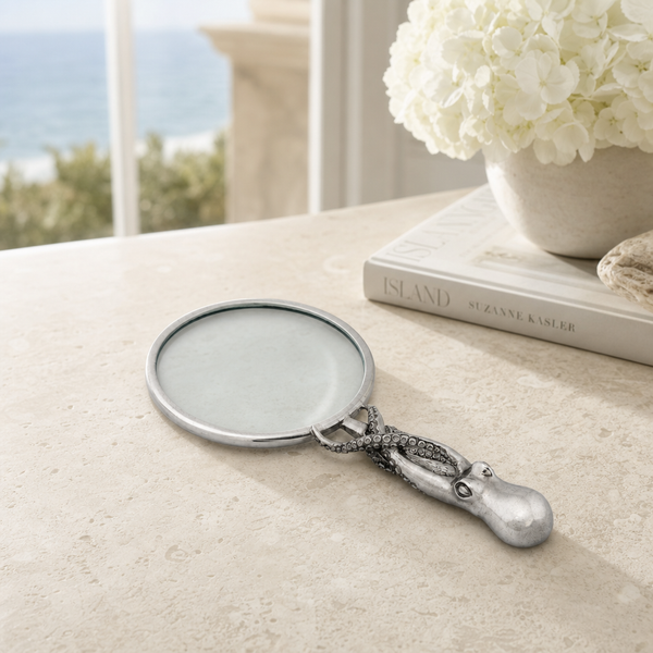 Pewter Octopus Handle Magnifier 4 inches