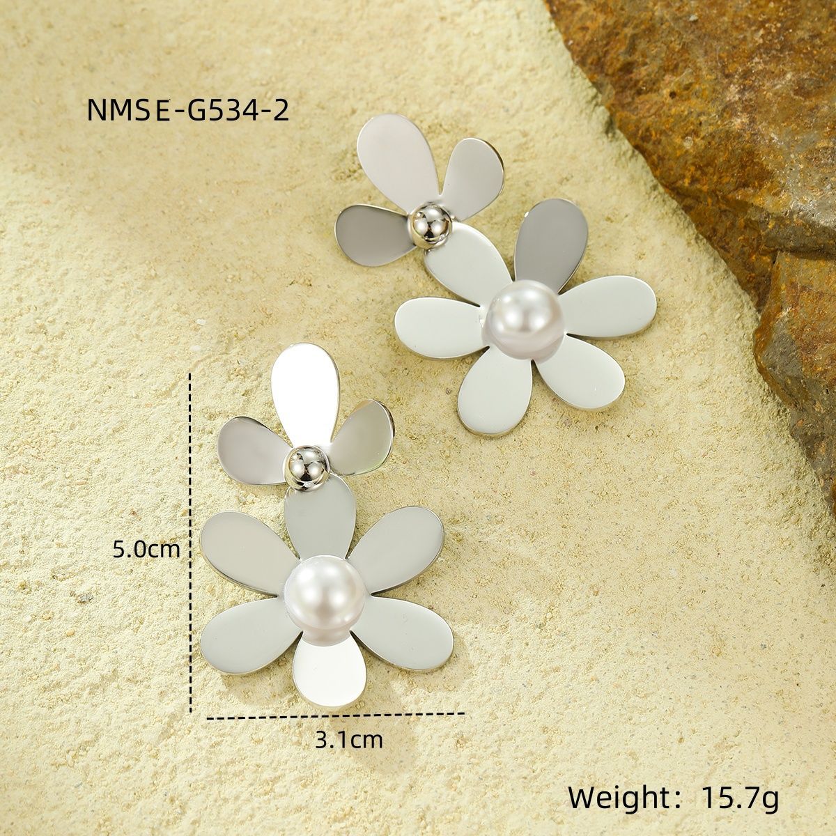 Retro Easy Matching Stainless Steel Color Matching Petal Fringe Pearl Exquisite Elegant Titanium Steel Ear Studs Earrings for Women
