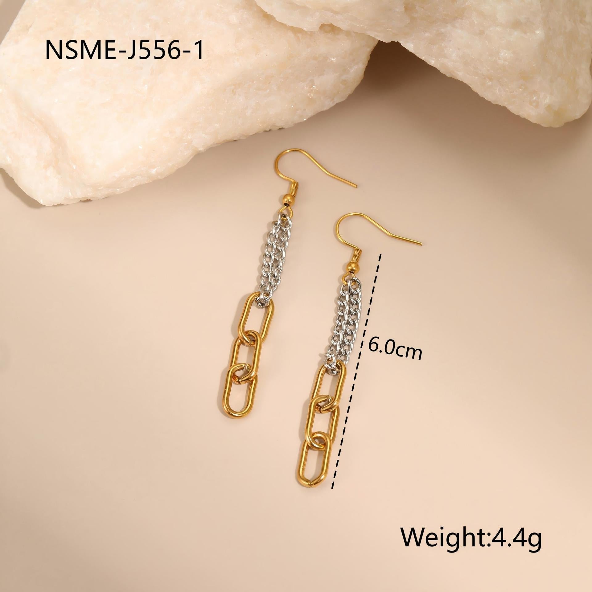 Gold Silver Color Matching Chain Design Stainless Steel Earrings Necklace Titanium Steel Bracelet Ornament