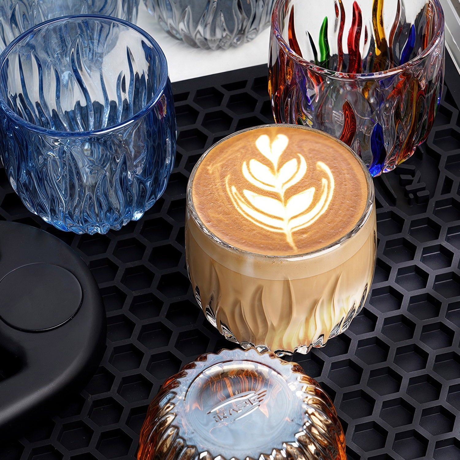 Flame Crystal Cut Glass Coffee Cup
