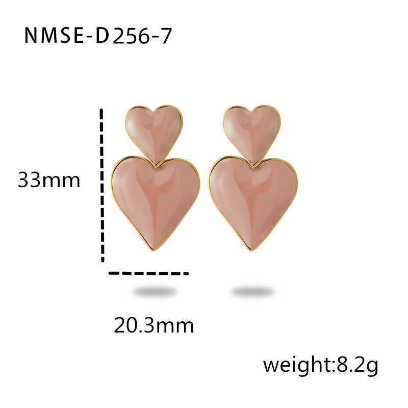 Stainless Steel Dripping Love Heart Earrings Vacuum Gold Plated Earrings Accessories