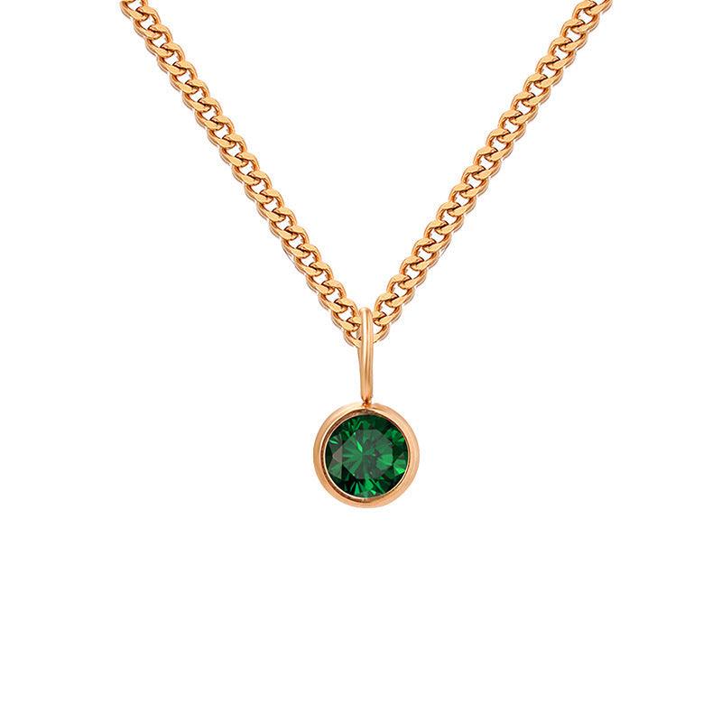 Stainless Steel Necklace With Diamond Birthstone Pendant