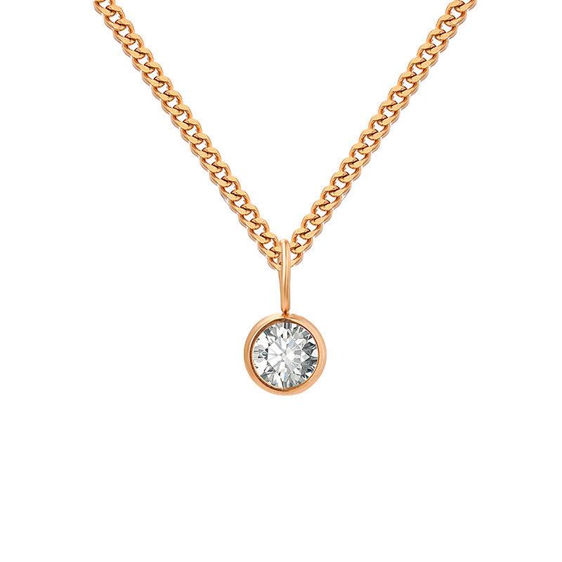 Stainless Steel Necklace With Diamond Birthstone Pendant