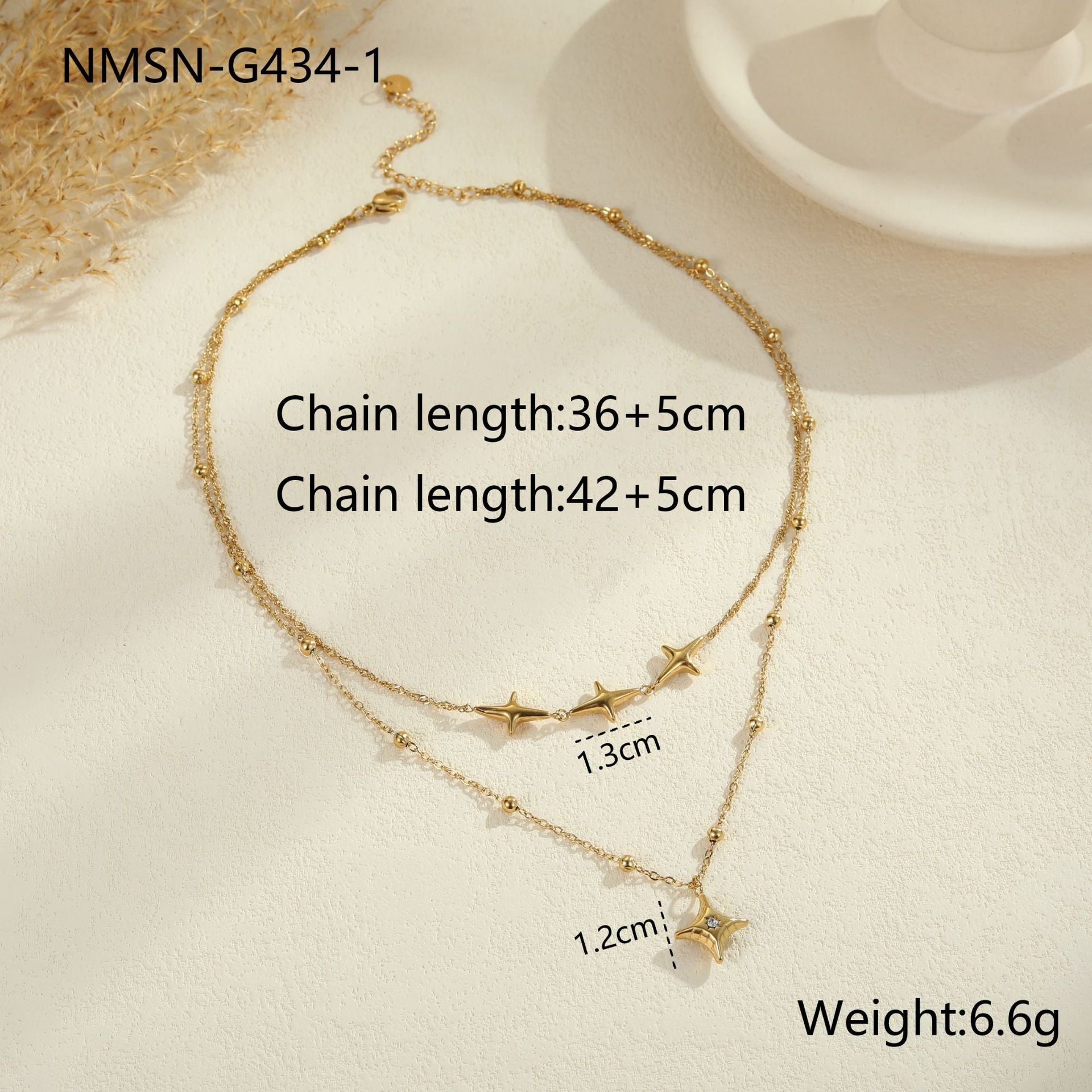 Double Layer Stainless Steel Necklace Entry Lux Clavicle Chain Plated 18K Real Gold Necklace