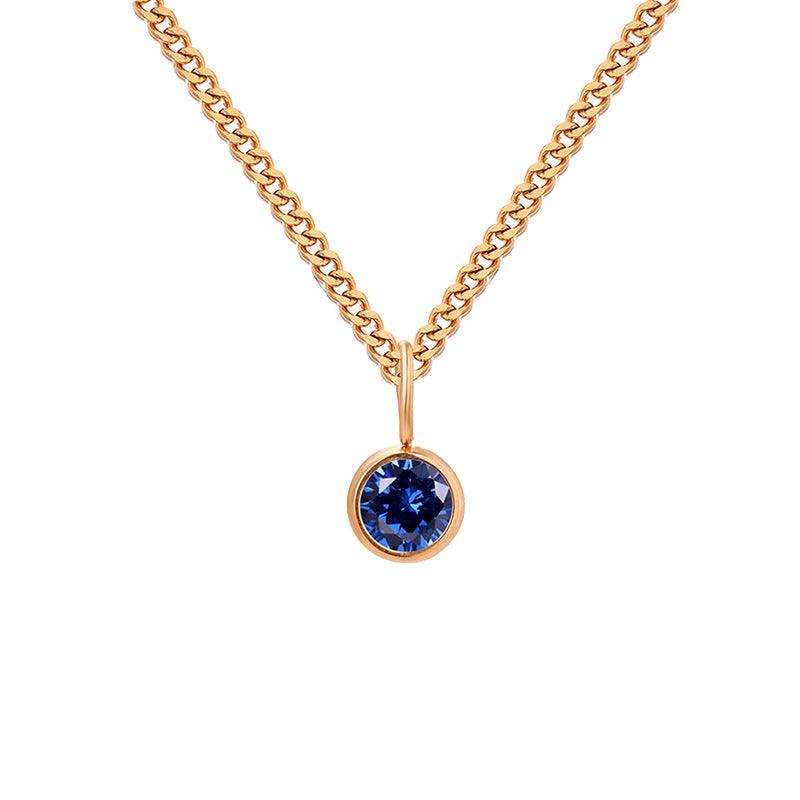 Stainless Steel Necklace With Diamond Birthstone Pendant