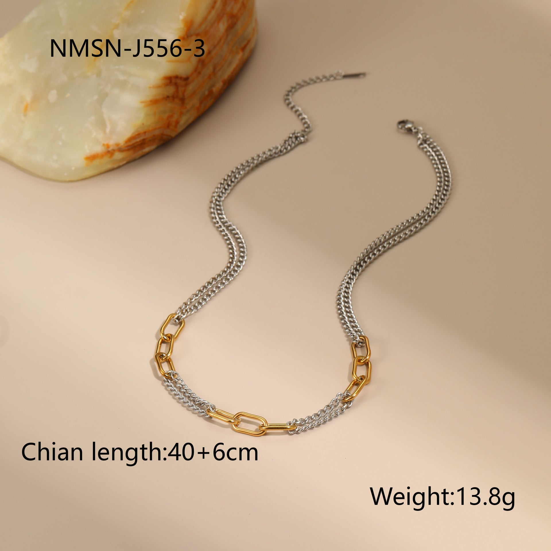 Gold Silver Color Matching Chain Design Stainless Steel Earrings Necklace Titanium Steel Bracelet Ornament