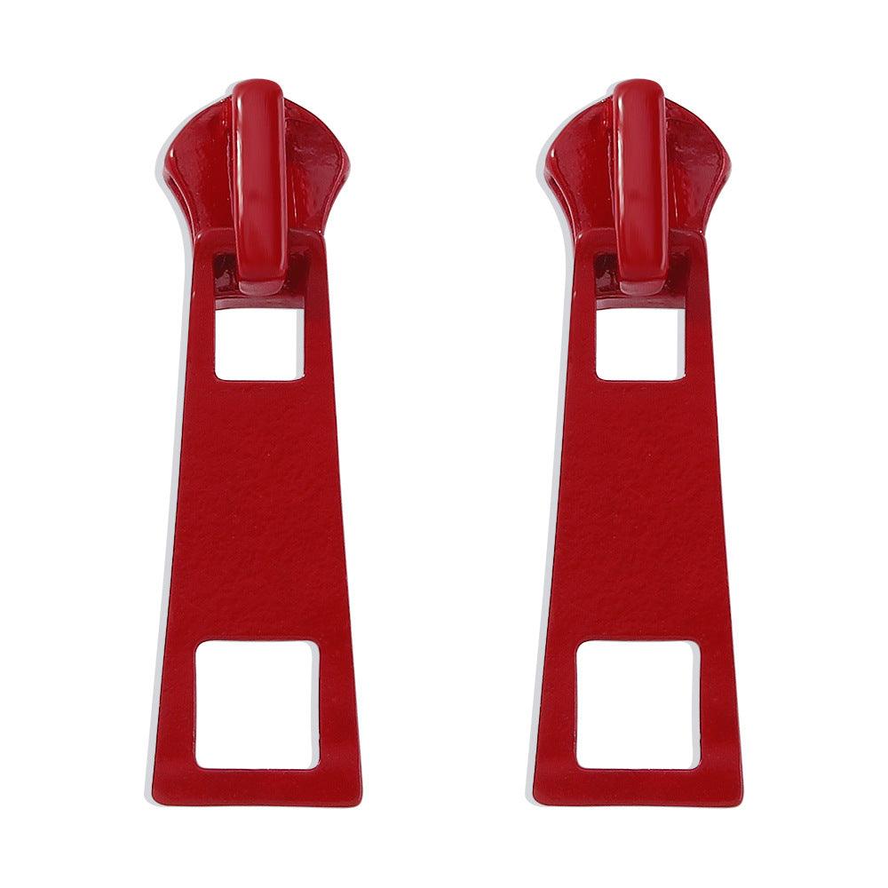 Creative Design Personality Zipper Lock Head Stud Earrings Ornament Simple Multicolor Earrings