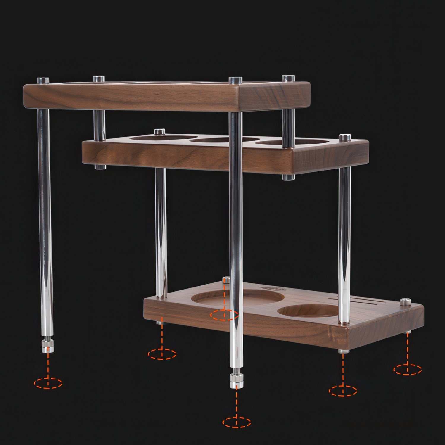 Walnut Coffee Utensils Organizer 3 Tiers