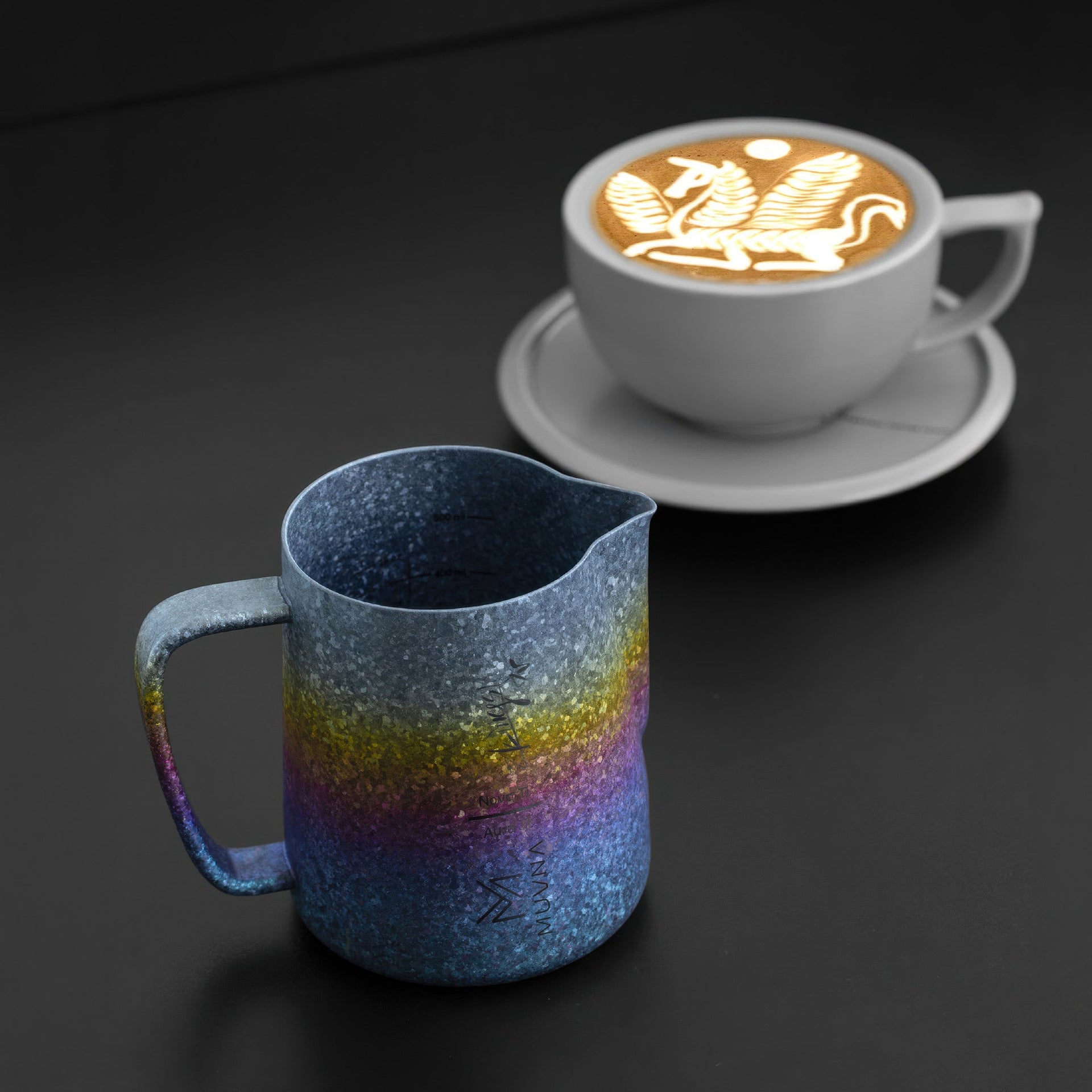 Aurora Crystal Titanium Latte Pitcher