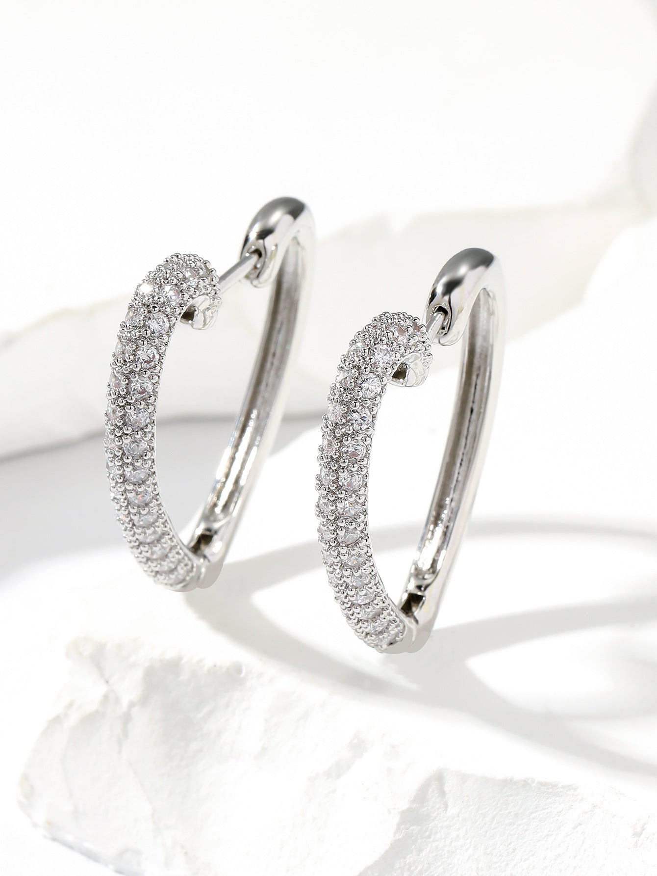 Golden Love Ear Clip Design Ear Studs Multicolor Zircon Elegant Graceful Earrings