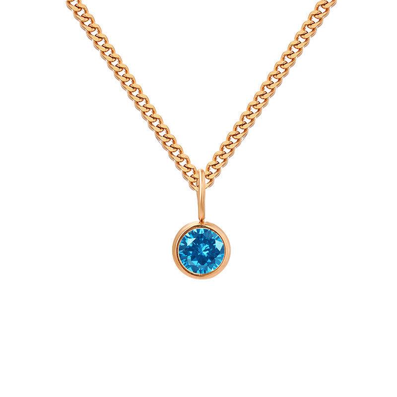 Stainless Steel Necklace With Diamond Birthstone Pendant