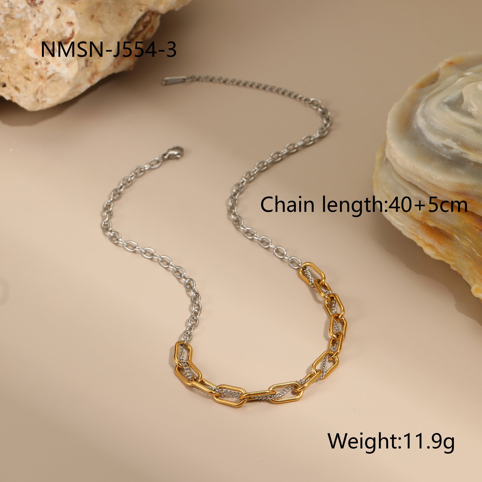 Gold Silver Color Matching Chain Design Stainless Steel Earrings Necklace Titanium Steel Bracelet Ornament