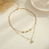 Double Layer Stainless Steel Necklace Entry Lux Clavicle Chain Plated 18K Real Gold Necklace
