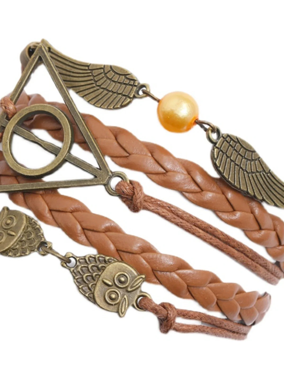 Fashion Harry Potter Deathly Hallows Leather Cord Bracelet