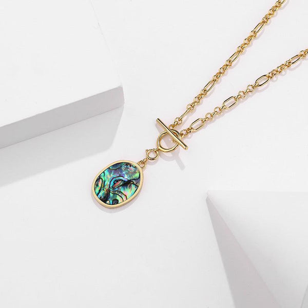 925 Sterling Silver Sea Shell/Abalone Shell Pendant Necklace for Women