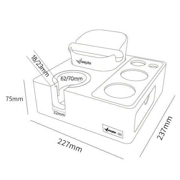 Barista Tamping Station with Knock Box Storage