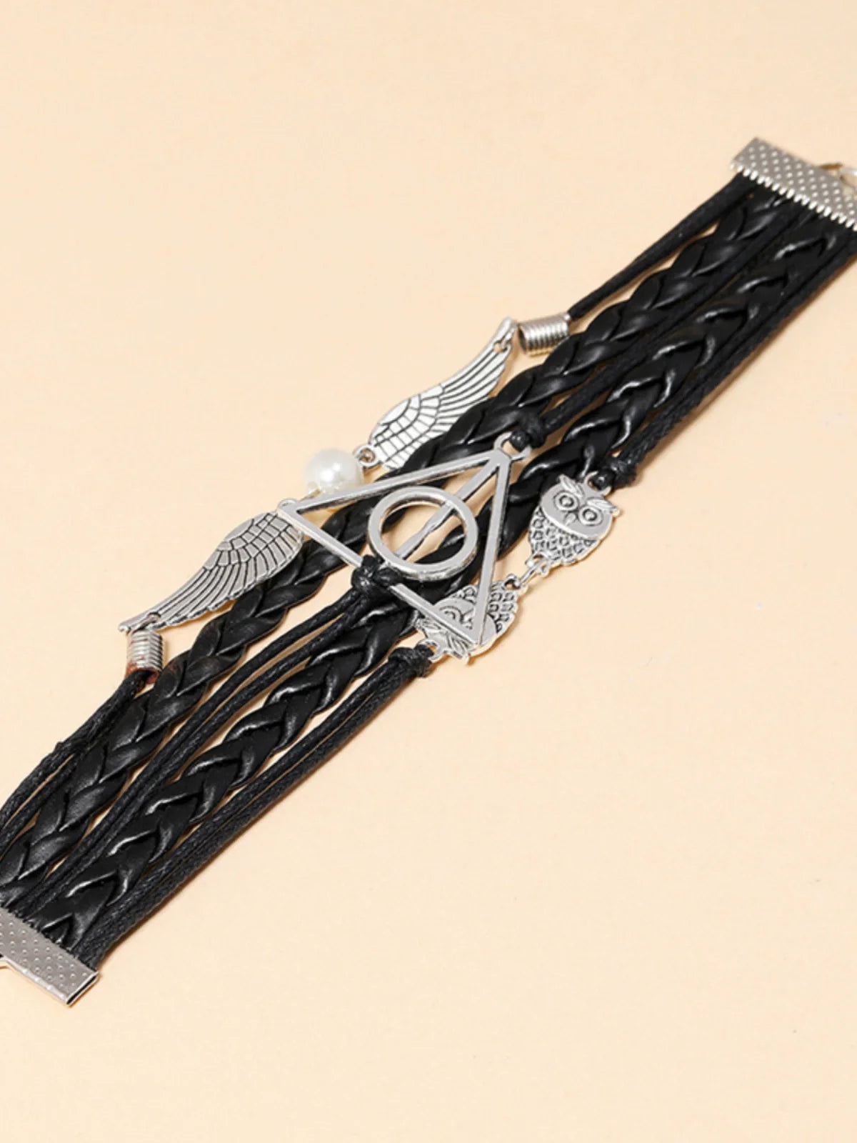 Fashion Harry Potter Deathly Hallows Leather Cord Bracelet