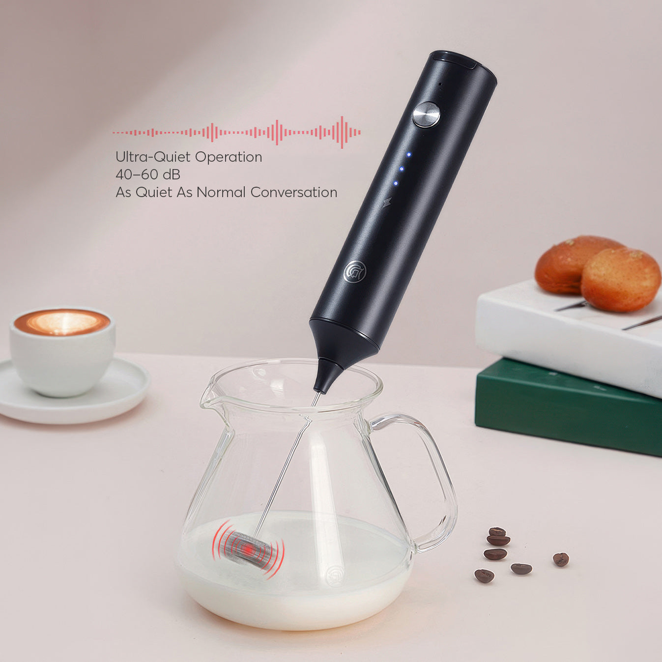 Rechargeable Milk Frother with Stepless Speed Control