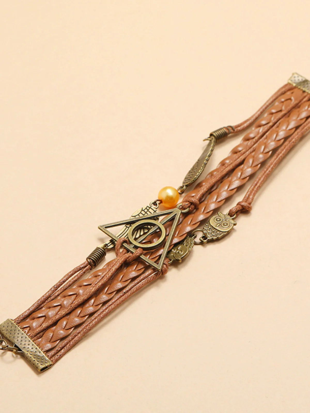 Fashion Harry Potter Deathly Hallows Leather Cord Bracelet