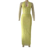 Pure Desire Halter Backless Dress - Yellow / L