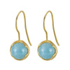 925 Sterling Silver 14K Gold Plated Natrural Aquamarine Jewellery Round Gemstone Dangle Earrings