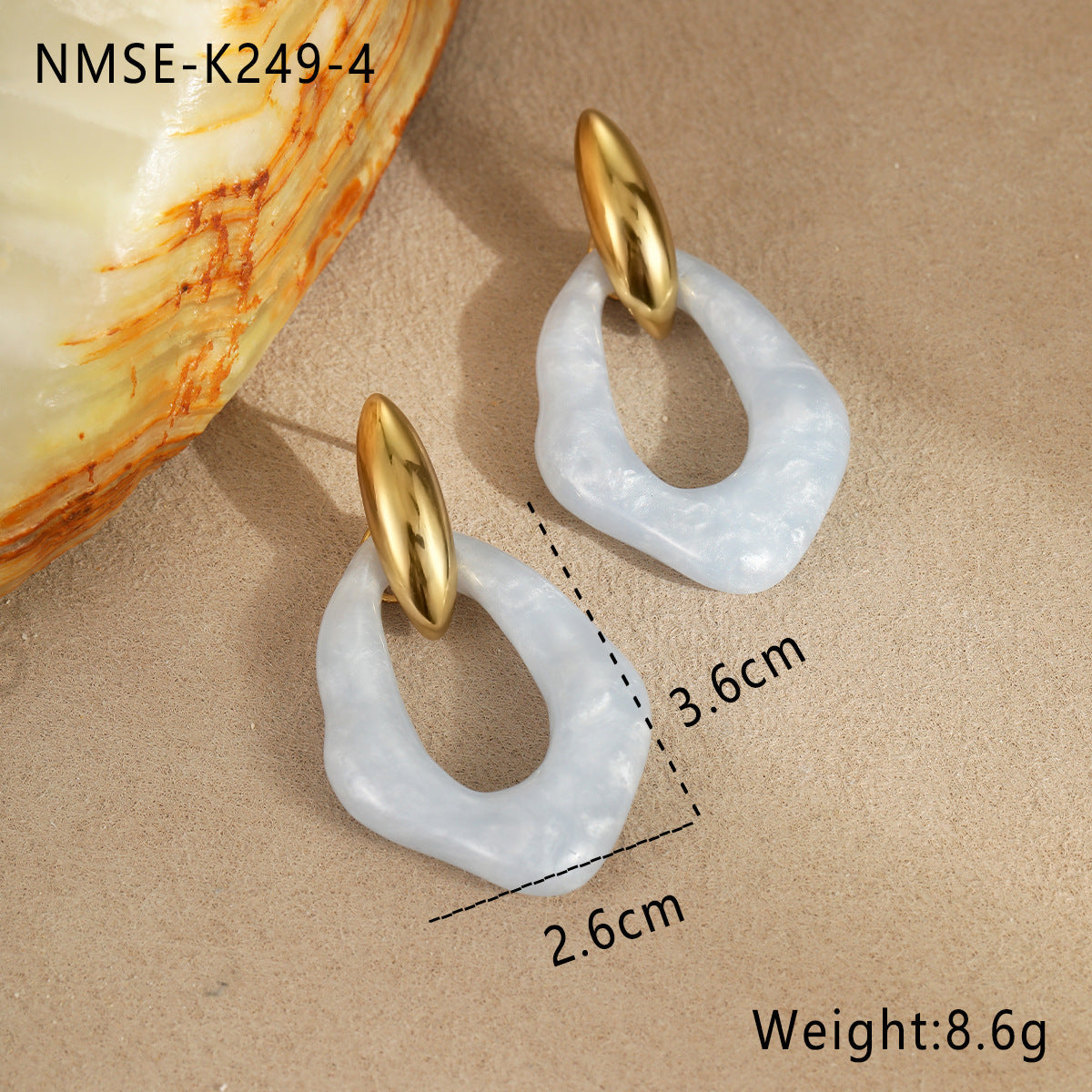 Macaron Color Resin Stainless Steel Gold Plated Earrings Cute Simple High Sense Ear Rings