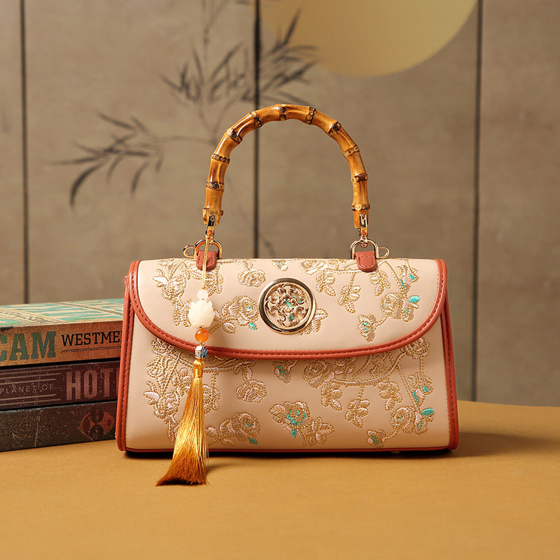 Women Handbag Chinese Rose Embroidered Bag Women Large Capacity Clutch Bag Elegant Shoulder Bag Wanita Store