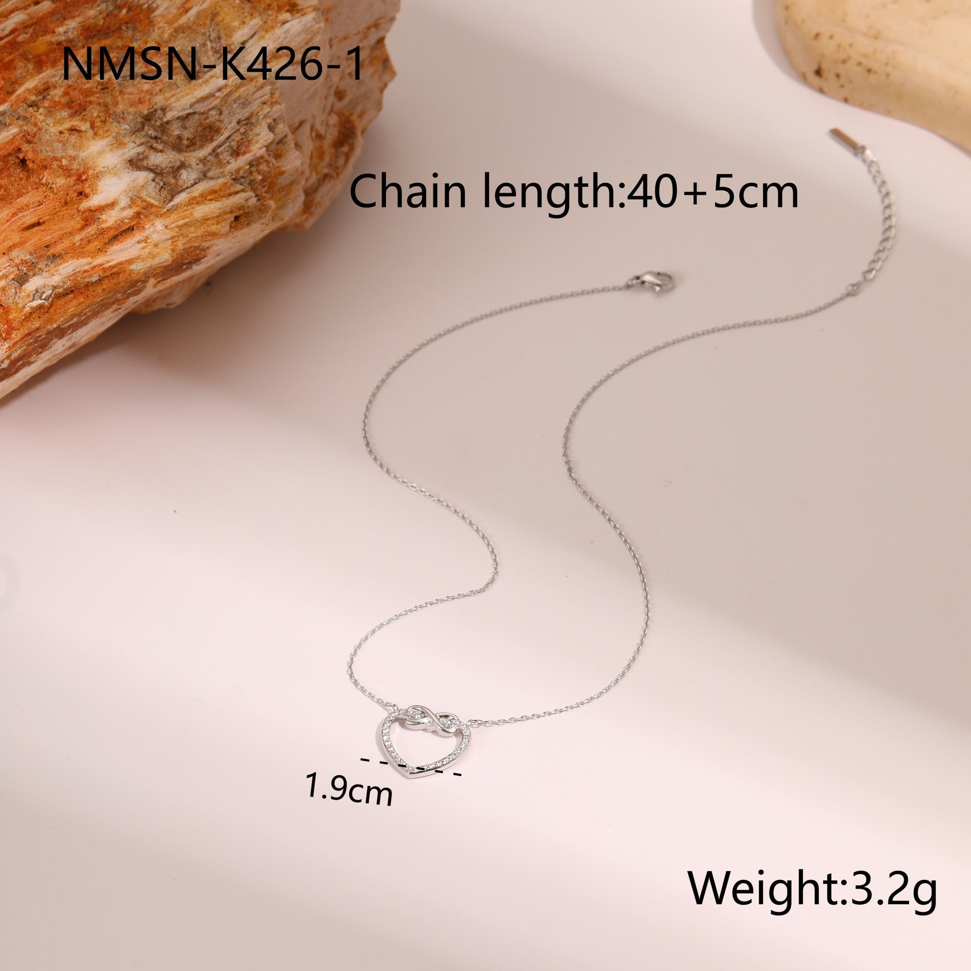 Hollow Out Cutout Heart Shape with Diamond Embellished Stainless Steel Necklace Design Clavicle Chain High Sense Necklace