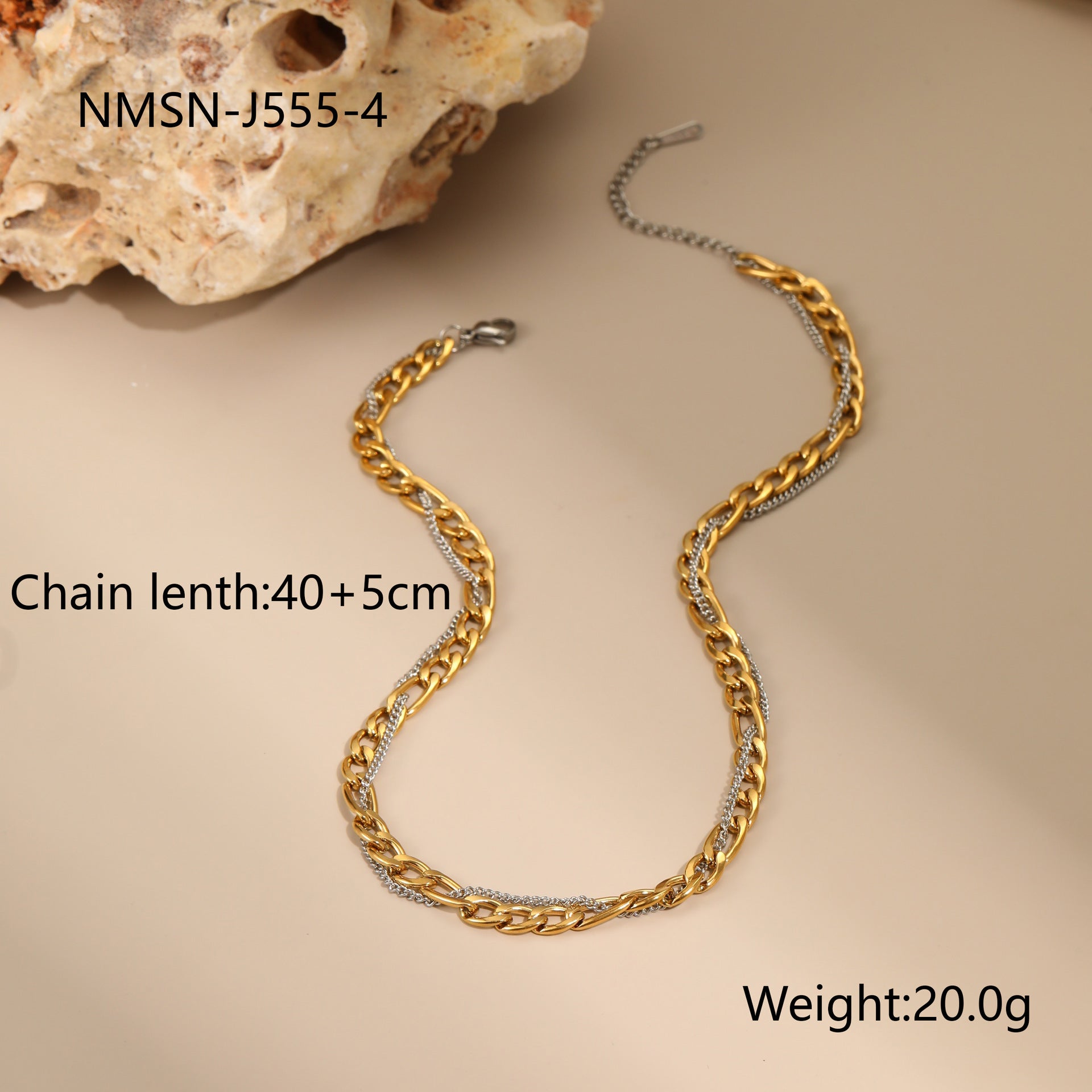 Gold Silver Color Matching Chain Design Stainless Steel Earrings Necklace Titanium Steel Bracelet Ornament
