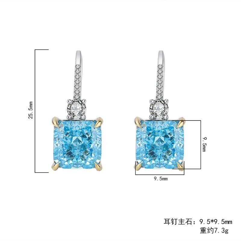 Created Diamond 925 Sterling Silver Jewelry Rydian Cut Cushion Dangle Earrings Pink Yellow Blue