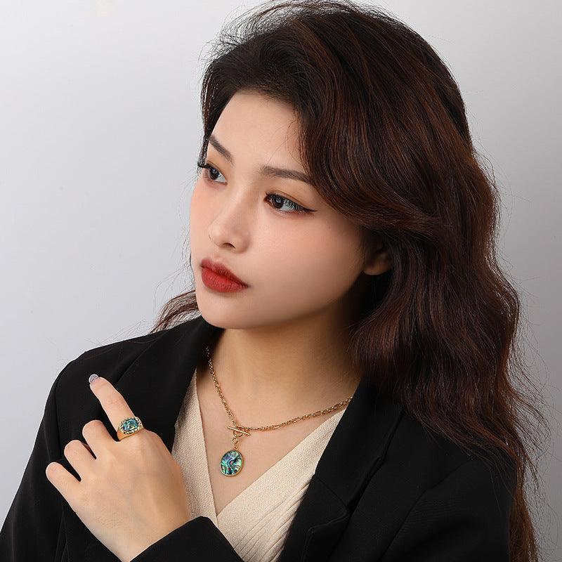 925 Sterling Silver Sea Shell/Abalone Shell Pendant Necklace for Women