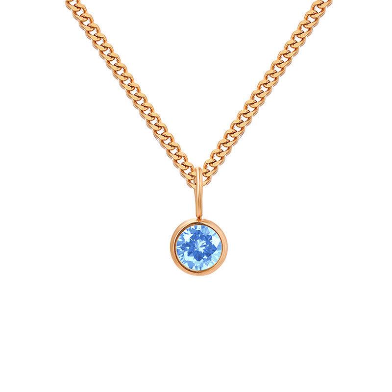 Stainless Steel Necklace With Diamond Birthstone Pendant