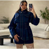 Women's Retro Washed Lapel And Waist Tight Denim Coat - Lapel And Waist Tight Top / L