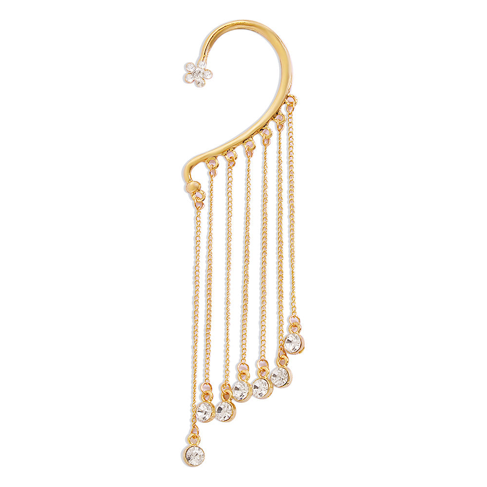 Creative Tassel Earrings Refined Rhinestone Alloy Ear Hanging Personality Ear Trim for Women