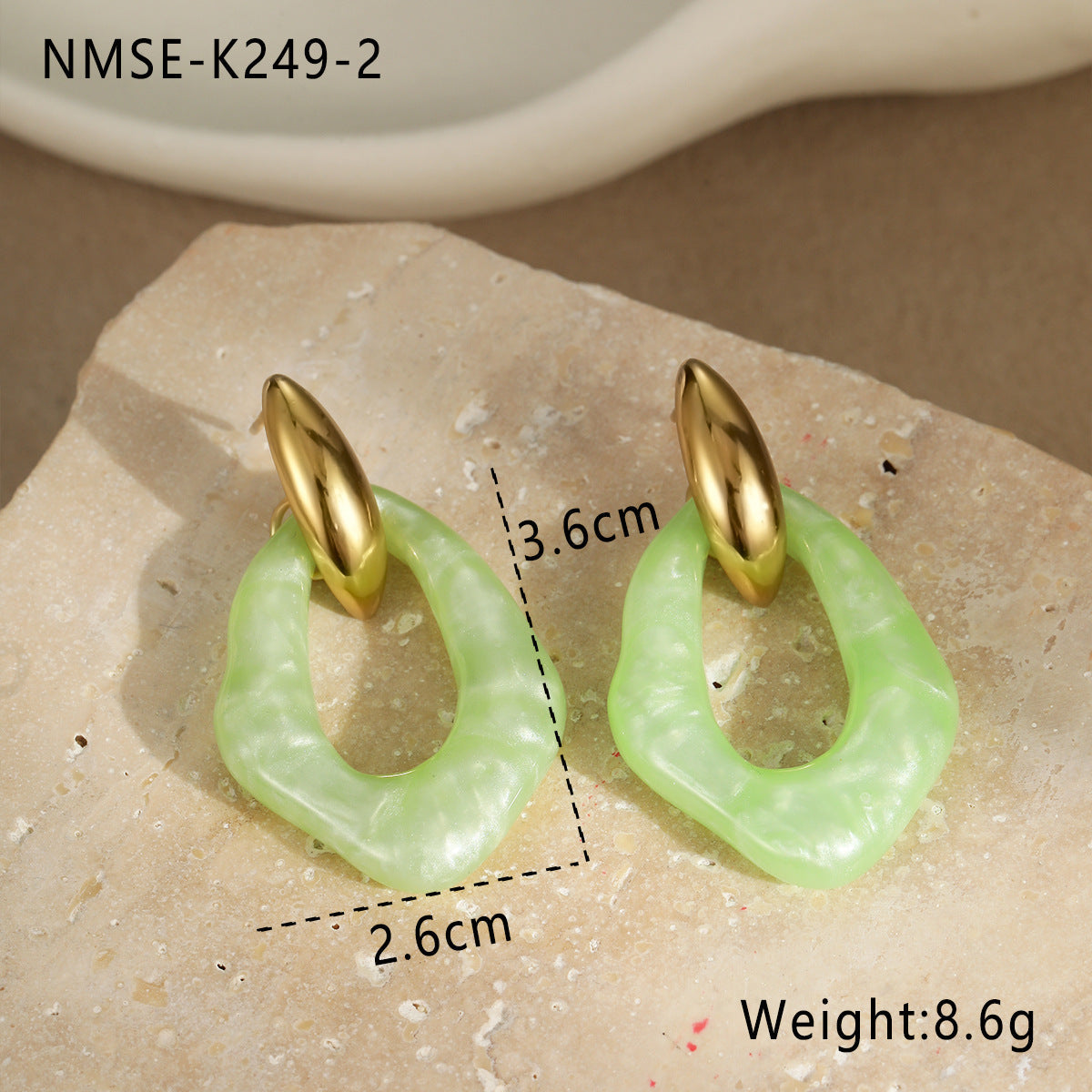 Macaron Color Resin Stainless Steel Gold Plated Earrings Cute Simple High Sense Ear Rings
