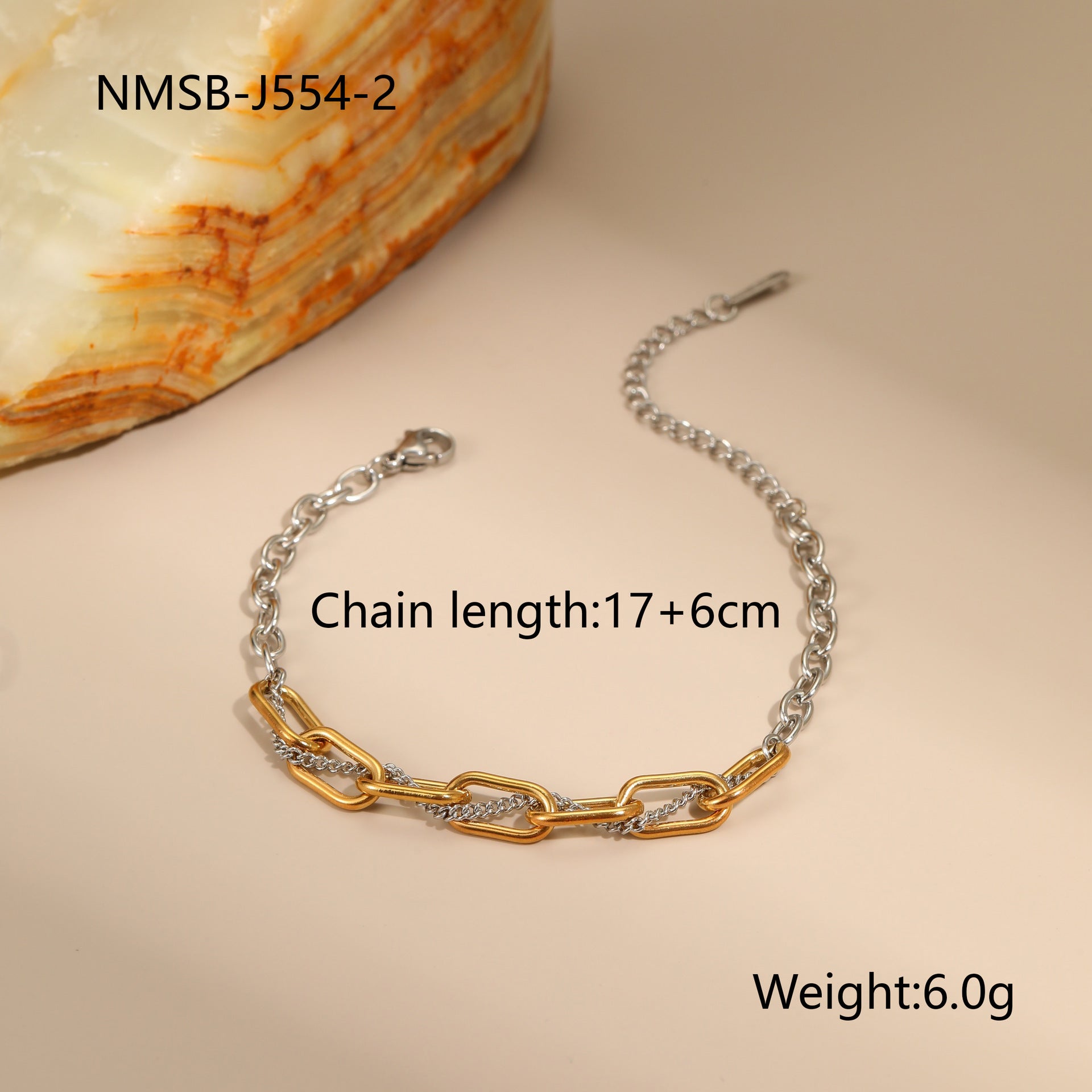 Gold Silver Color Matching Chain Design Stainless Steel Earrings Necklace Titanium Steel Bracelet Ornament