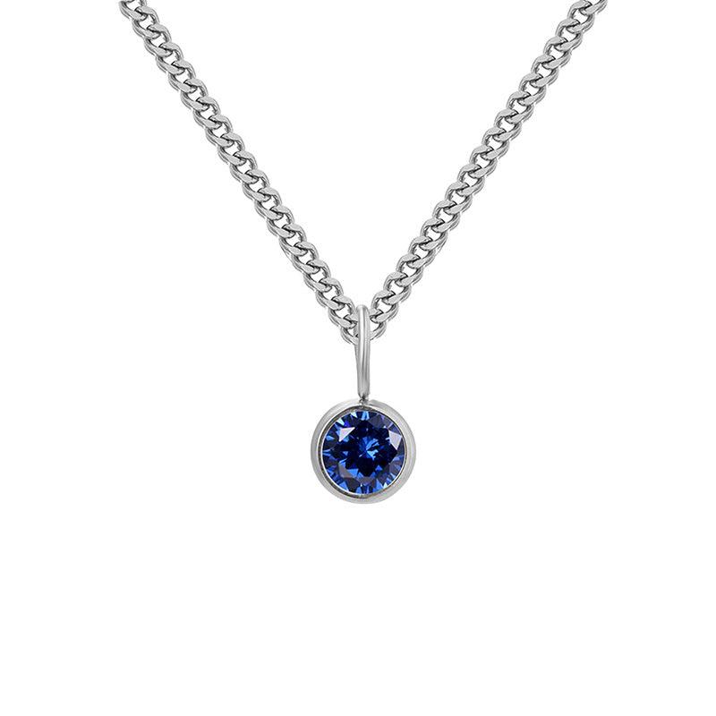Stainless Steel Necklace With Diamond Birthstone Pendant