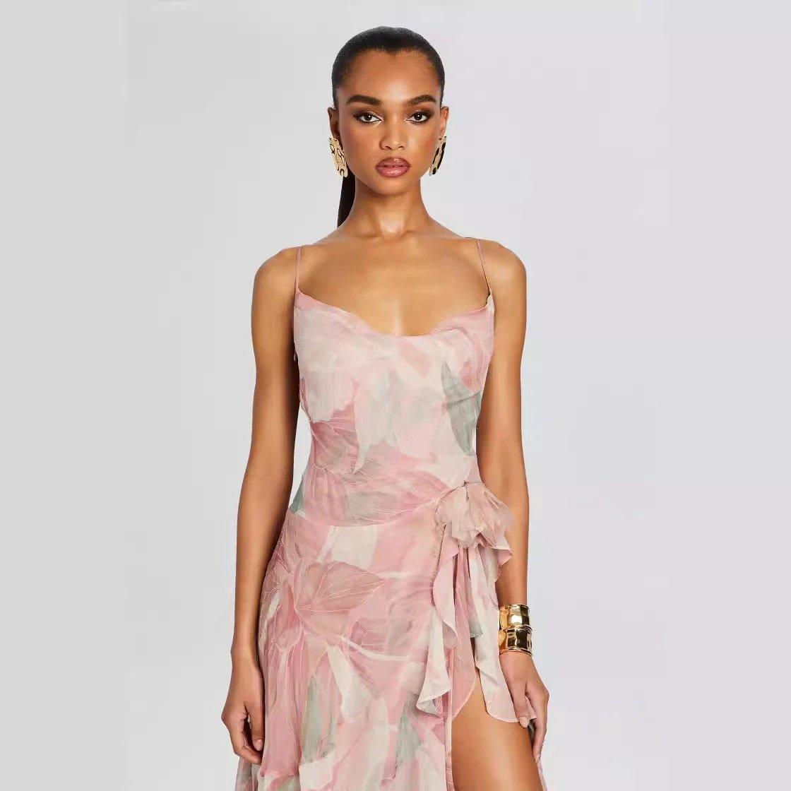 Women's Irregular Oblique Ruffled Skirt With Suspenders