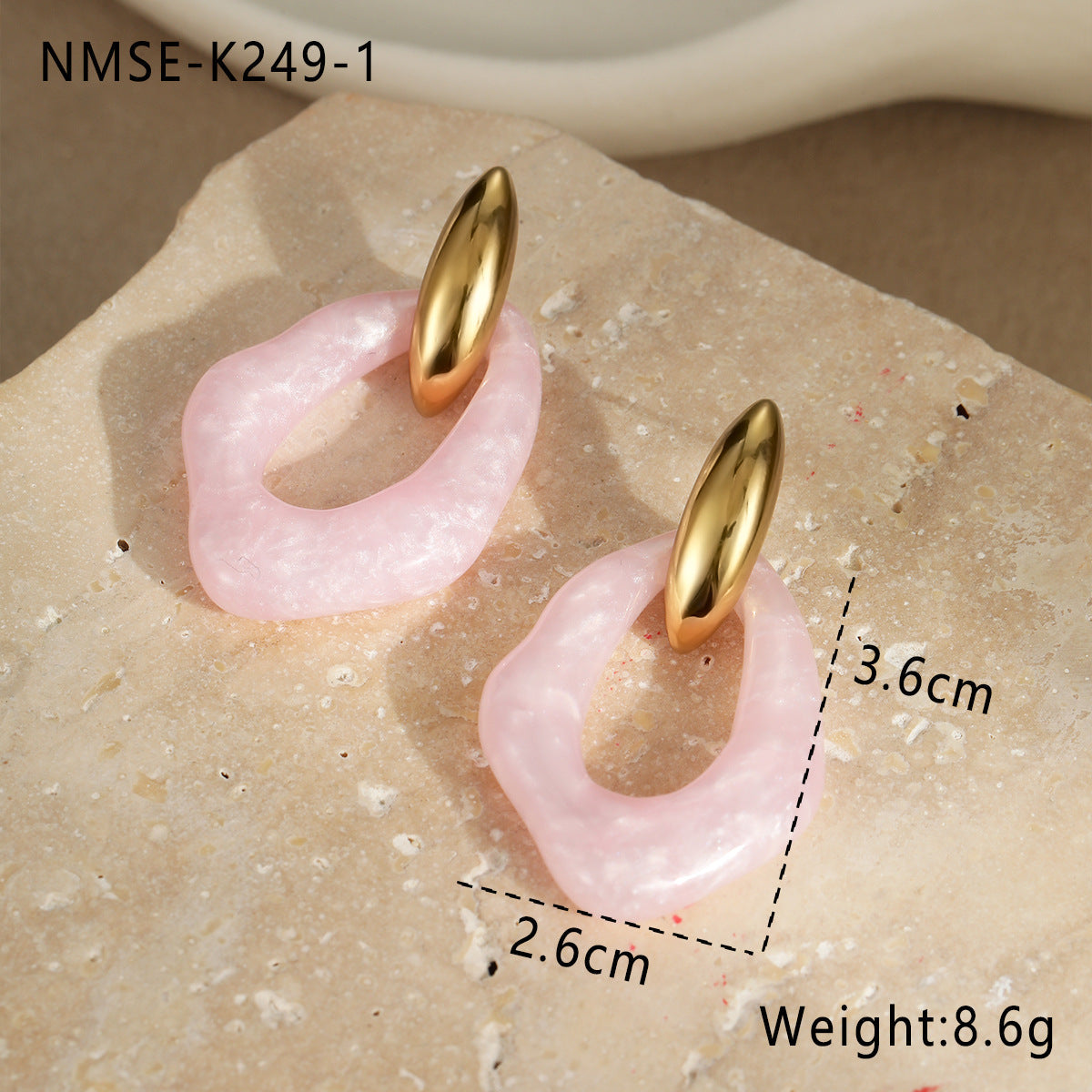 Macaron Color Resin Stainless Steel Gold Plated Earrings Cute Simple High Sense Ear Rings