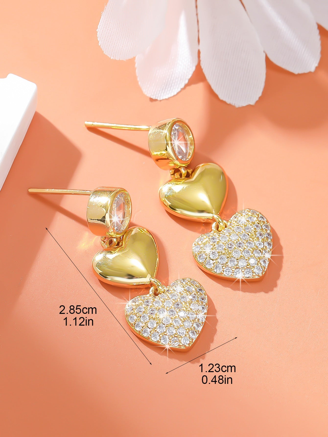 Love Heart Earrings Affordable Luxury Diamond Embedded Double Love Women Earrings