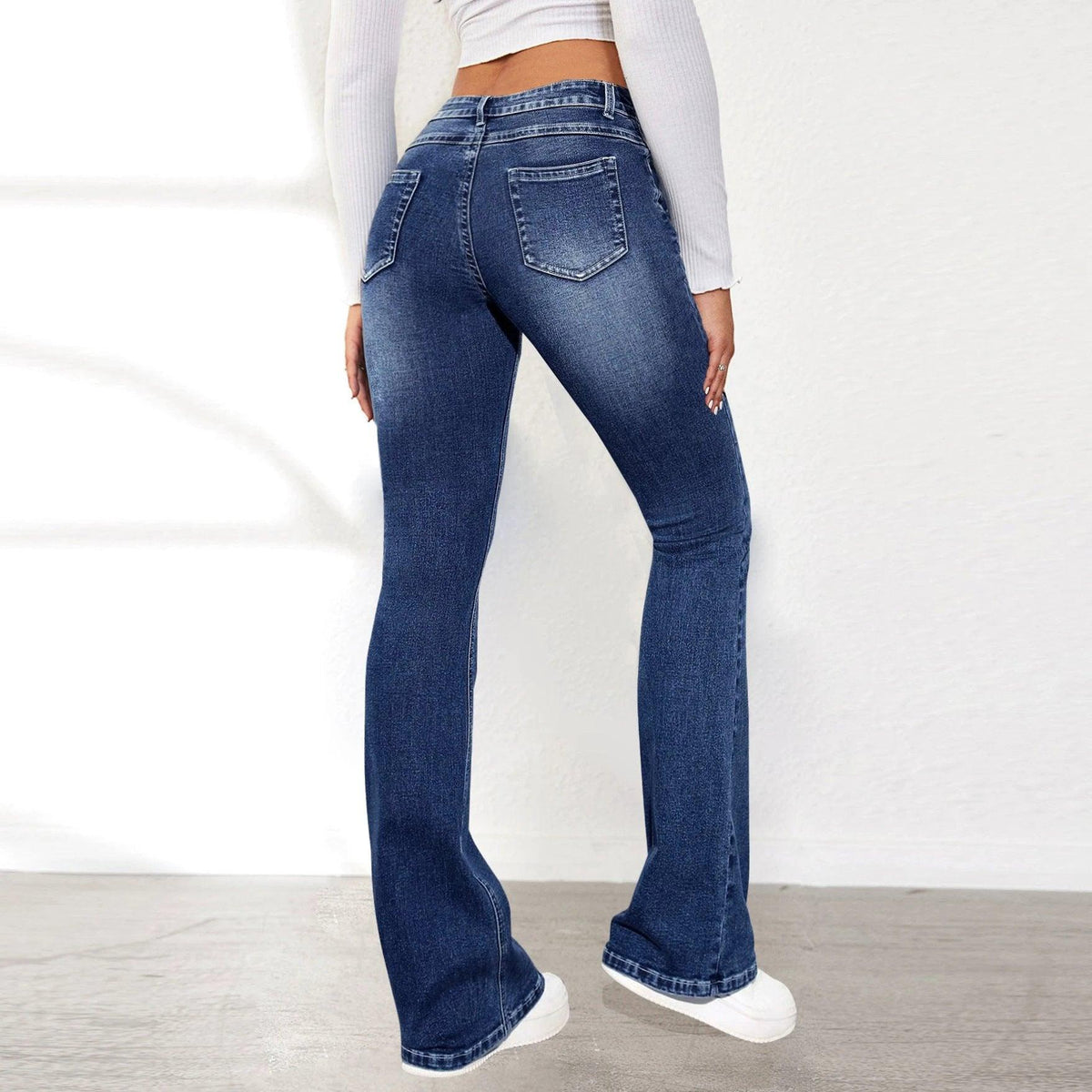 Women's Stretch Pants Denim Retro Washed