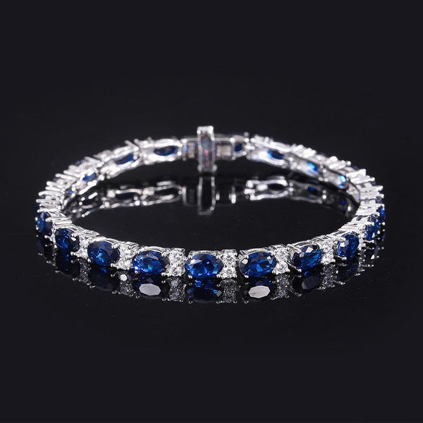 Simulated Blue Sapphire,Ruby, Emerald,Topaz Tennis Bracelet Silver Jewelry