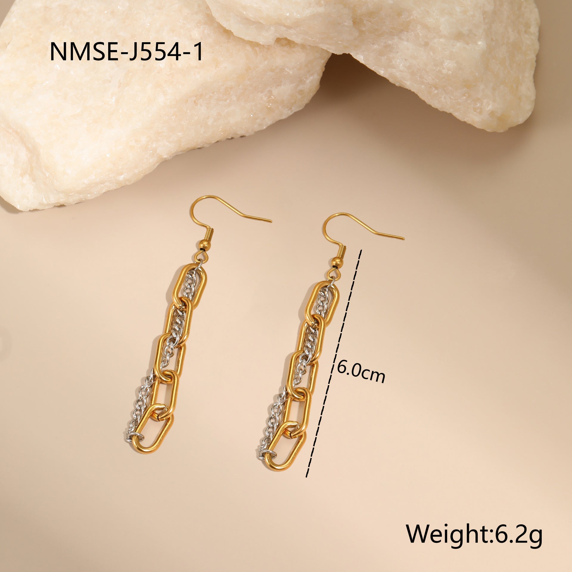 Gold Silver Color Matching Chain Design Stainless Steel Earrings Necklace Titanium Steel Bracelet Ornament