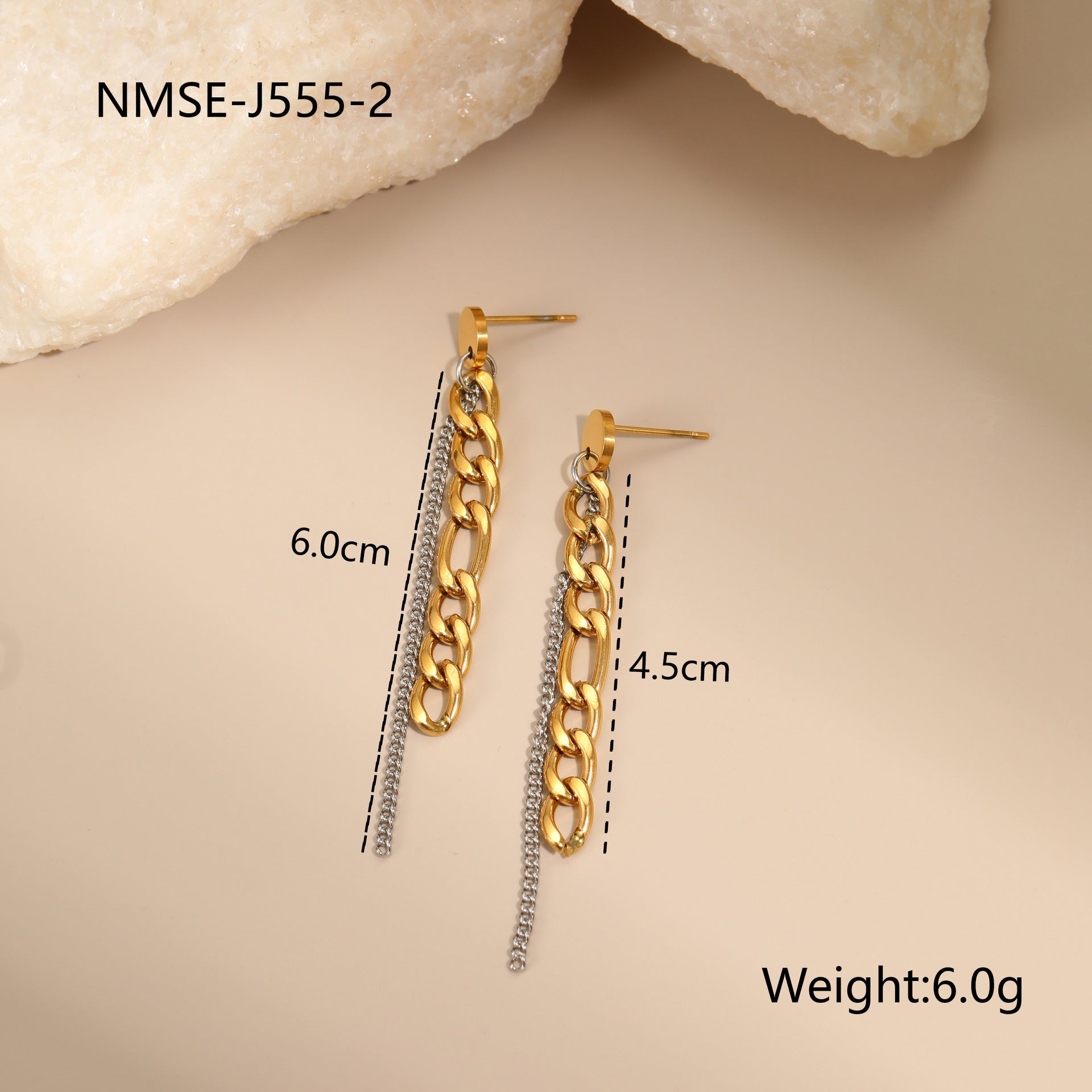 Gold Silver Color Matching Chain Design Stainless Steel Earrings Necklace Titanium Steel Bracelet Ornament